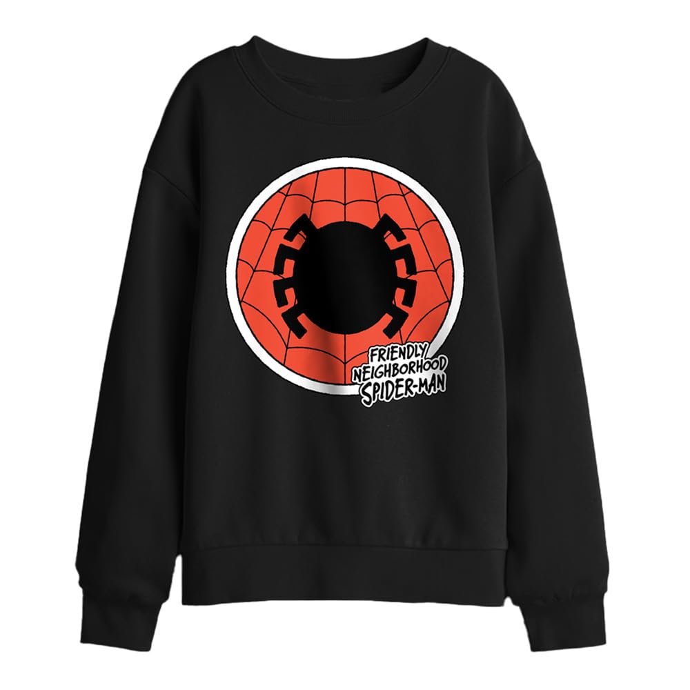 Marvel Friendly Neighborhood Spiderman Badge Kids Sweatshirt, Black Pullover Unisex - Bambini e Ragazzi (Pacco da 1)