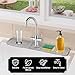 24 Inch Silicone Faucet Mat for Kitchen Sink Splash Guard & Draining Tray Sink Protector with Soap & Sponge Holder Grey (Purest Peak)