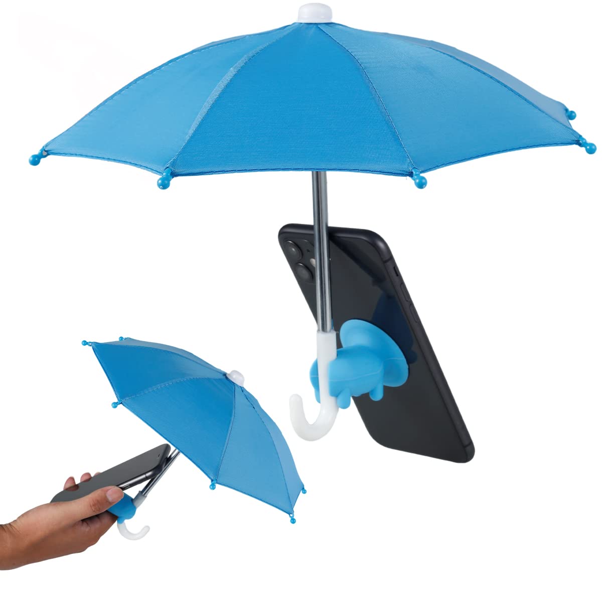 SDYGDB Phone Umbrella for Sun Shade Mini Phone Umbrella with Universal Piggy Suction Cup Stand Outdoor Anti-Glare Sun Cell Phone Cover Phone Suction Cup Holder Stand(blue)