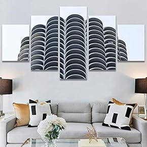 SIGNWIN 5 Panel Canvas Wall Art Abstract Architecture...