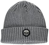 Timberland Men's Ribbed Watch Cap W/Logo Plate, Light Grey Heather, One Size
