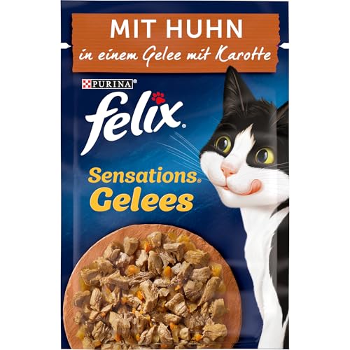 Felix Sensations Gelees Katzenfutter nass, mit Huhn und Karotte in Gelee, 26er Pack (26 x 85g)