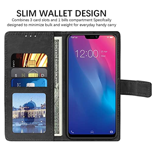 Image of Amazon Brand - Solimo Flip Leather Mobile Cover (Soft, Flexible & Kickstand Back case) Compatible for Vivo V9 / V9 Pro (Black)