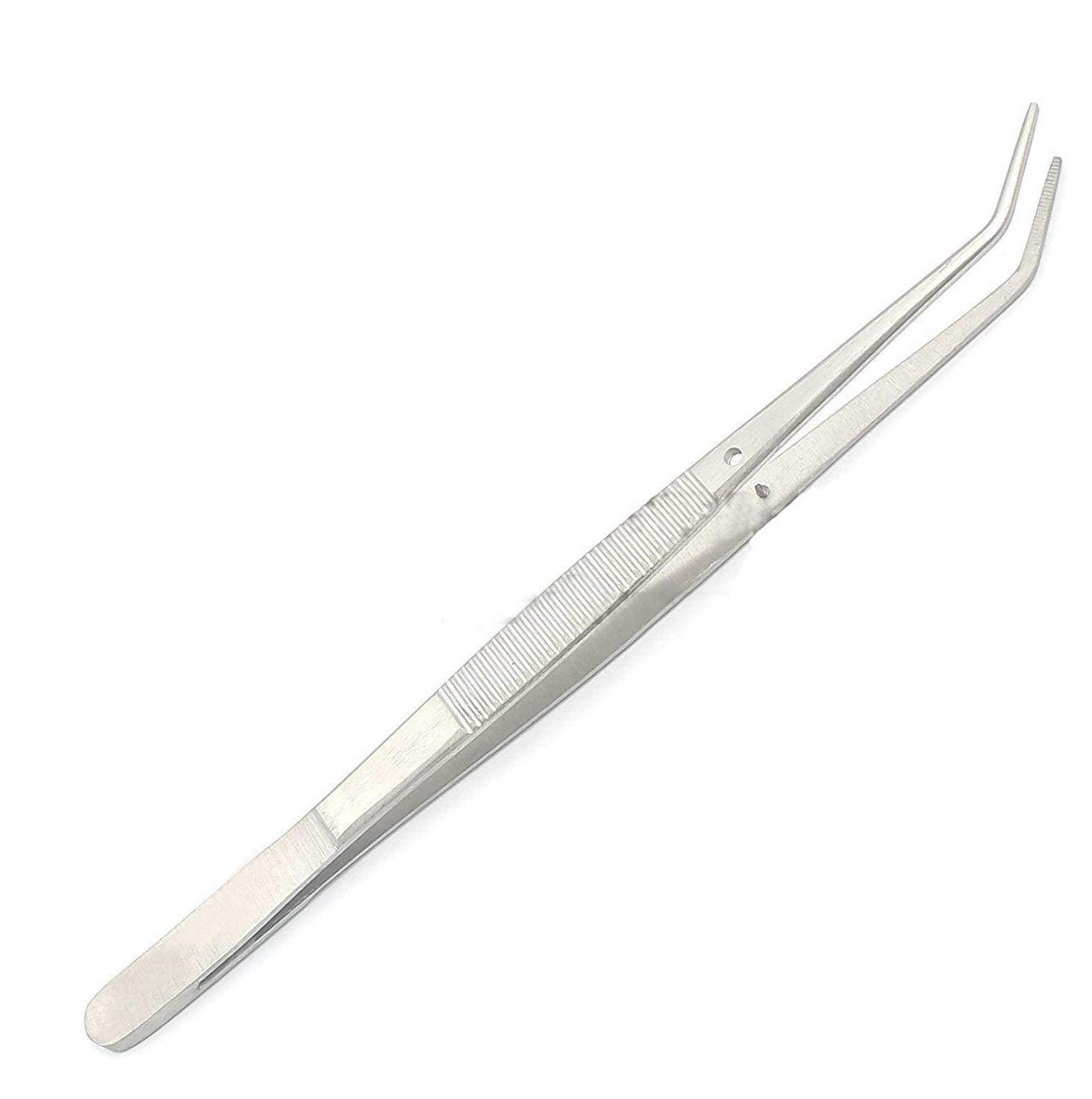 Sewing Machine Tweezers Stainless Steel with Curved Serrated Tip Multipurpose Forceps for Craft Repairing Silver