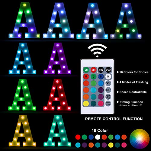 Foaky Colorful Led Letter Lights With Remote, Light Up Letters Sign For Night Light Wedding/Birthday Party Battery Powered Christmas Lamp Home Bar Decoration(K) #TOP4