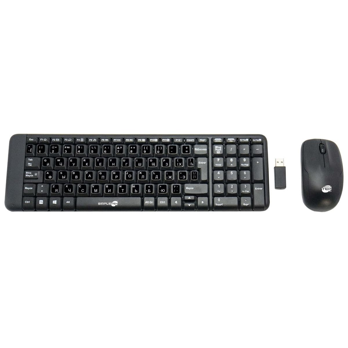 Kit inalámbrico compacto QWERTY RU teclado ruso resistente a salpicaduras y ratón ambidiestro 5