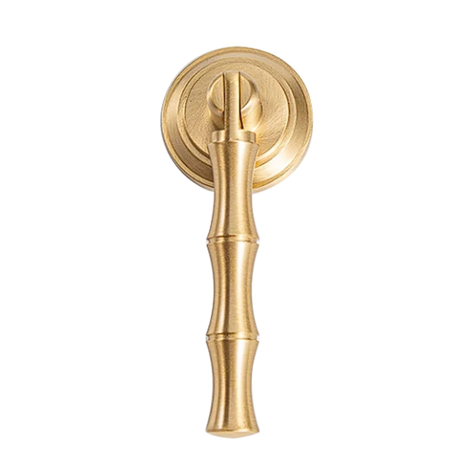 Chenhoju Brass Bamboo Joint Cabinet Pulls Retro Style, Single Hole Fixing, Antique Bronze Or Finish For Drawers, Wardrobes Cabinet Pulls(,82Mm)