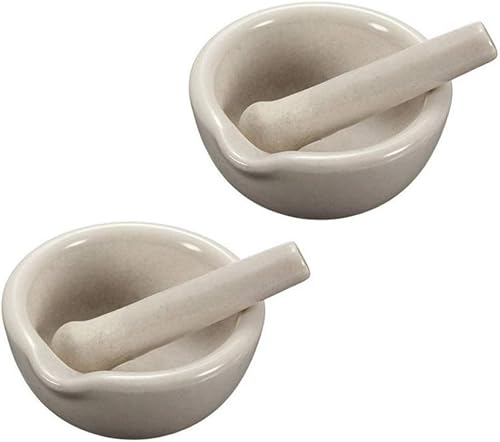 Comimark Juego de 2 cuencos de molienda de mezcla de mortero de porcelana de 2.362 in, herramienta de bricolaje