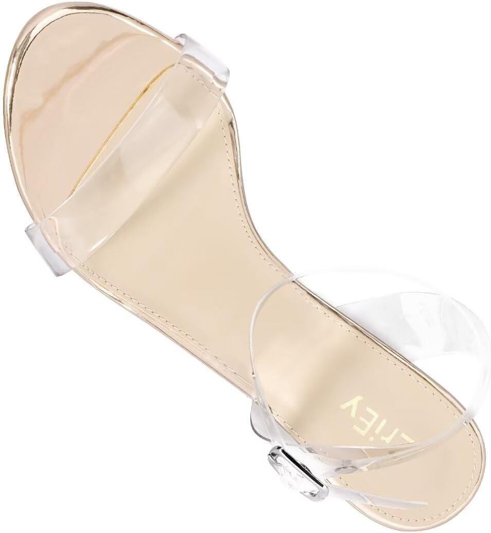 ZriEy Women's Clear Heels Chunky Block Mid High Heeled Sandals Open Toe Transparent Ankle Strap Dress Pump Shoes for Women in Daily Wear Party Wedding - Image 4