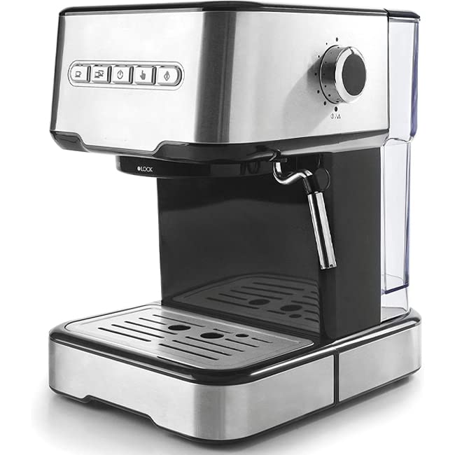 Suinga - Cafetera Expresso con 2 salidas de café y función de calentar/espumar la leche, apta para café molido y cápsulas