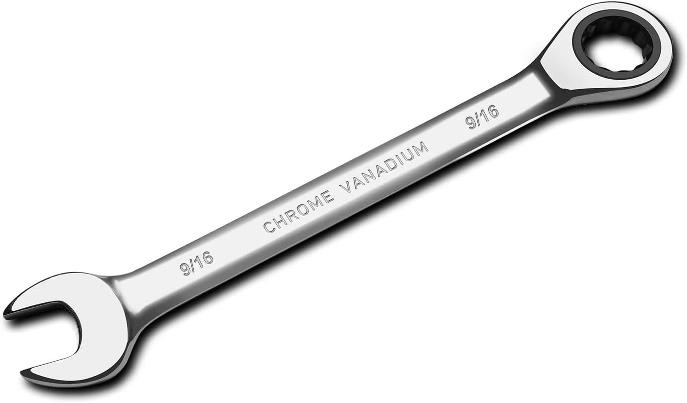 Egofine Llave combinada de trinquete de 916 pulgadas SAE, llave de engranajes de grado industrial con diseño de 12 puntos, trinquete de 72 dientes,