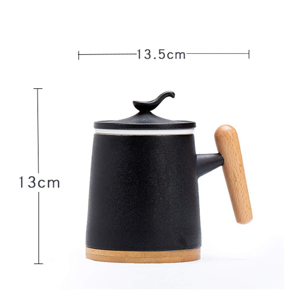 Kaffee-Becher Keramikbecher Große Kapazität Wiederverwendbare Kapazität Becher mit Griff mit Löffel-förmigen Deckel Kreative Kaffeetasse Büro Teetasse 400ml (Color : White)