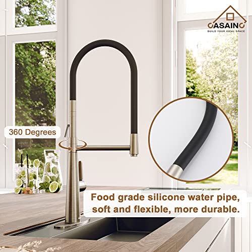 Casainc Kitchen Faucet Matte Black, 2 Open Mode 23.13In H Touch On Faucet For Kitchen Sink 1.8Gpm Faucet With Towel Rack, High Kitchen Faucet Lead-Free Copper Commercial Kitchen Faucet… #TOP2
