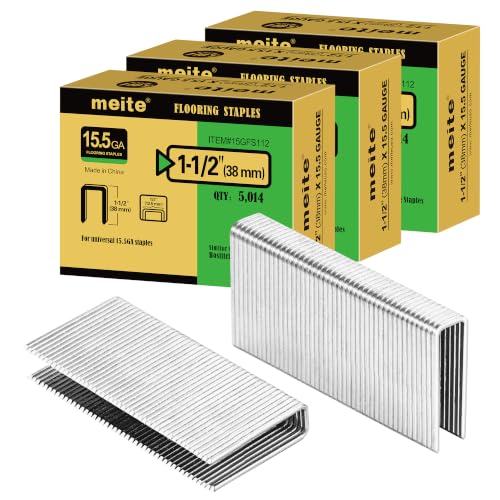 meite 15.5 Gauge Flooring Staples 1-1/2" Length 1/2" Crown 5,014Pcs x 3Box