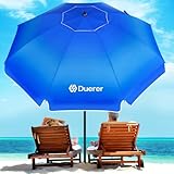 Duerer Beach Umbrellas, 8.5FT Beach Umbrella for Sand with Anchor Heavy Duty Windproof, Height Adjustable Tilt Iron Pole, Portable Beach Umbrella with Carrying Bag for Beach, Patio Garden Outdoor