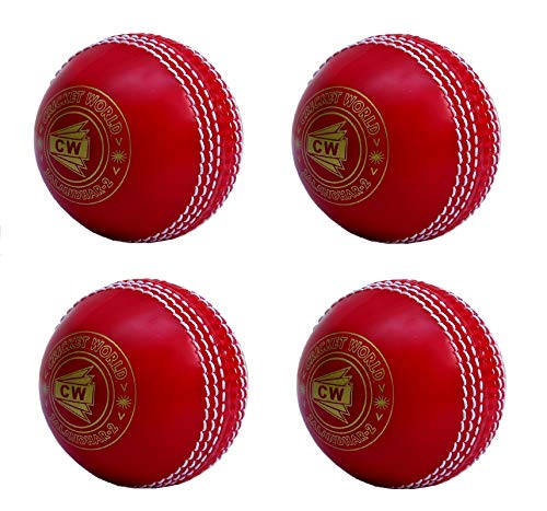 CW Set of 4 Spin Poly Soft PVC All Red Sports Cricket Ball Suitab...