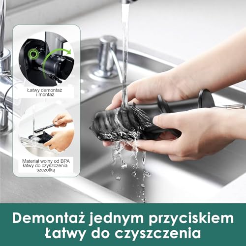 Fretta Sokowirówka - Wyciskarka wolnoobrotowa - Bardzo duży otwór - Łatwe i szybkie czyszczenie - Niskoszumowa - 200W - Wyciskarka soków do owoców i warzyw (Czarny)
