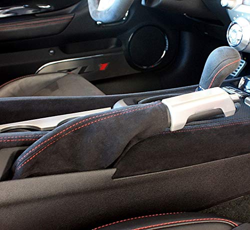 RedlineGoods ebrake Boot Compatible with Chevrolet Camaro 2010-15. Tailor Made - not Universal. Genuine top-Grade Italian Black Leather with Silver Thread