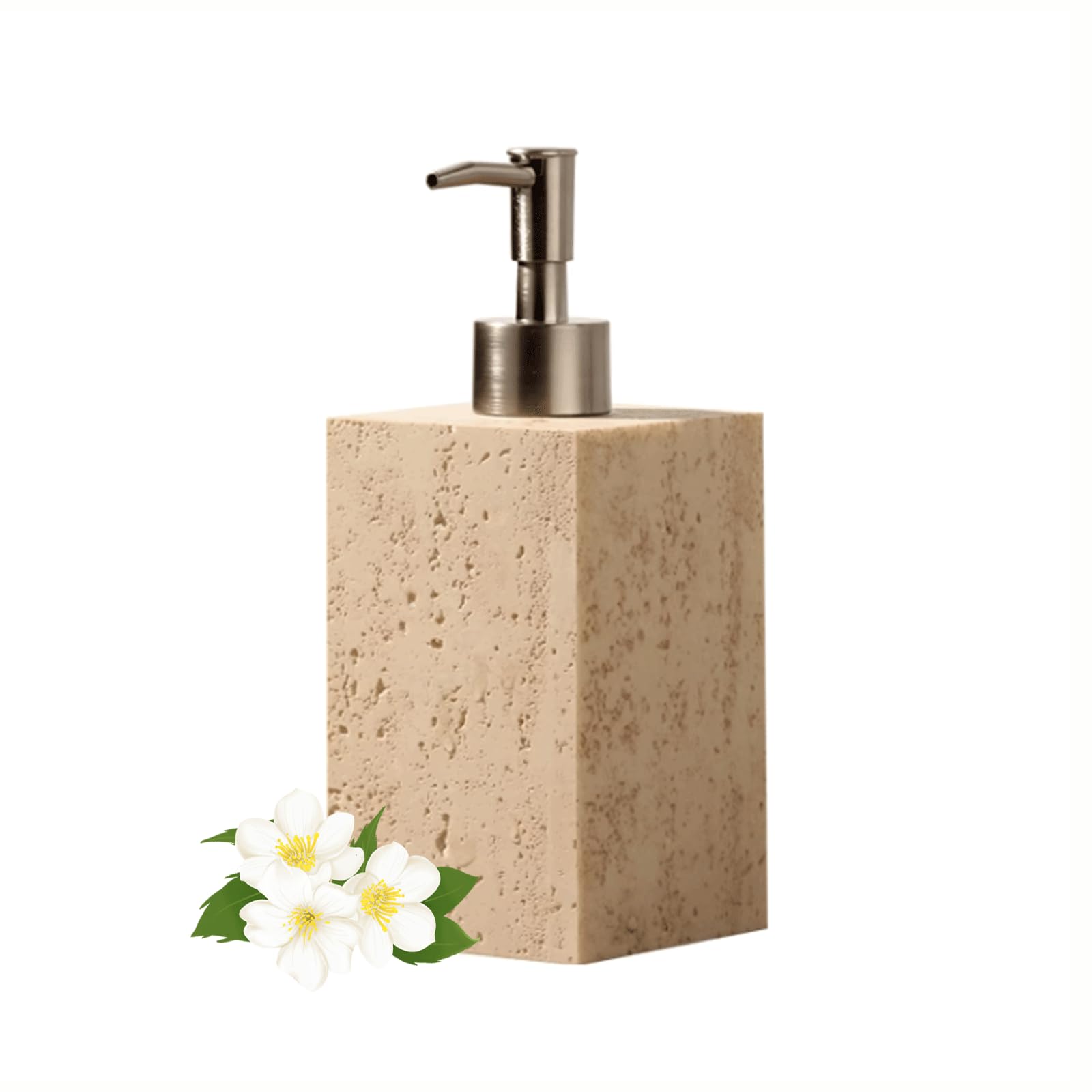 Stone Soap Dispenser 9.8oz/280ml Bathroom Hand Soap Dispenser Lotion Dispenser with Pump Bathroom Hand Soap Dispenser in Beige