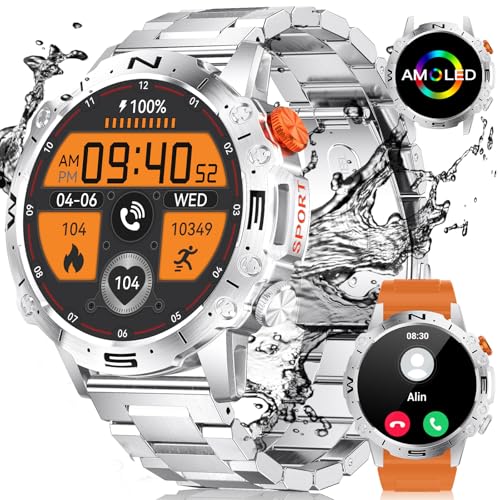 LIGE Reloj Inteligente, Reloj Inteligente Militar Impermeable 5ATM, Llamadas Bluetooth Reloj Inteligente HD 1,43', detección de Pulso, monitoreo del sueño, 126+Modos Deportivos, Android iOS