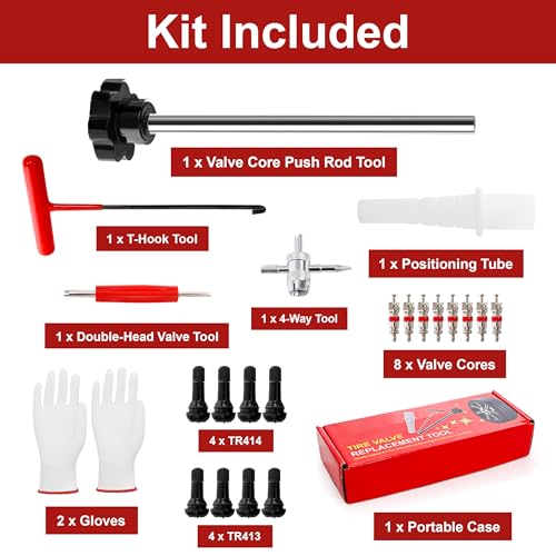 Image of Elsjoy 23 Pieces Quick Change Tire Valve Tool, Tire Valve Stem Core Quickly Replacement Tool Kit for Cars, Trucks, Atvs, with 4 TR413 /TR414