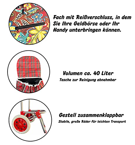 Cultimo Einkaufstrolley klappbar mit 2 Rollen, Shoppingtrolley, Tasche zum Einkaufen 40L (Schwarz) – Bild 5