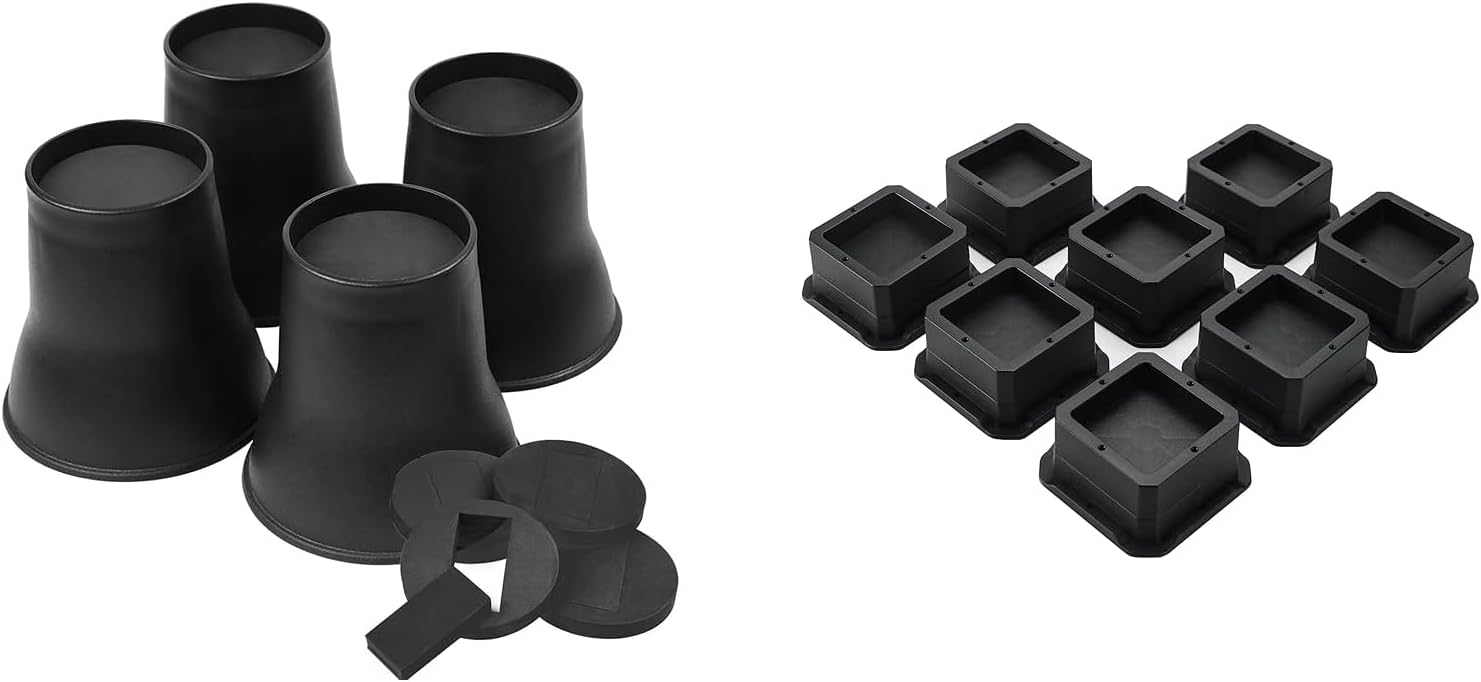 BTSD-home Bundle of 4 Pack 6 Inch Bed Risers and 8 Pack Bed Risers 1 or 2 Inch Heavy Duty