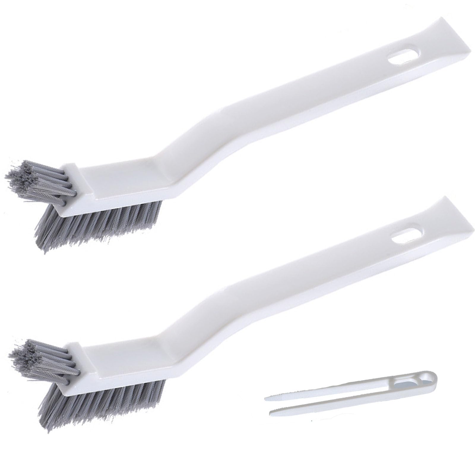 Pot Pan and Dish Brush Set,White Handle Flexible Versatile Cleaning Tools with Long Lasting Bristles Kitchen Brush,2Pack White