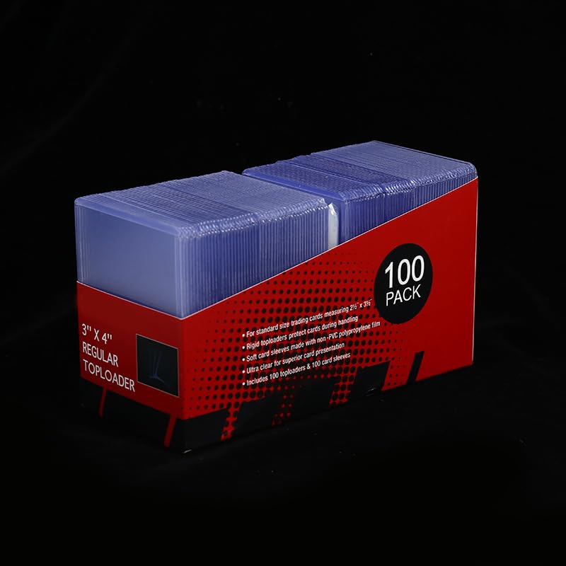 1 Pack 3" x 4" Clear Top Loaders, 35PT Hard Plastic Card Sleeves Protector,Top Loading Card Case for TCG,Baseball, Football,MTG, Trading Cards & Sports Cards. (100 Top Loaders + 100 Soft Sleeves) - Image 2