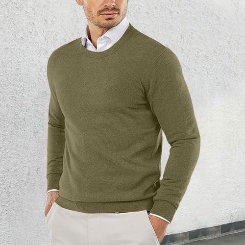 Fxbar Men's Black Sweater Mens Crewneck Sweater Soft Pullover Sweaters Long Sleeve Knitted Textured Jumper Fall Winter Outwear, Green-b, X-Large3