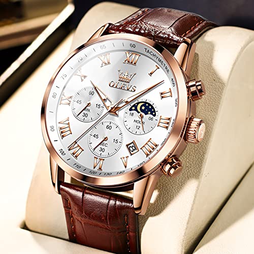 Montre ronde décontractée avec date OLEVS, l'art du design classique masculin