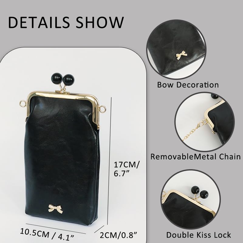 Small Leather Chain Crossbody Bags for Women Designer Cell Phone Bag Wallet Kiss Lock Cute Shoulder Purses2