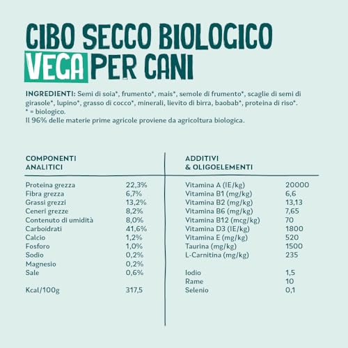 YARRAH Vega Vegetarisches Bio-Trockenfutter für Hunde – für alle Rassen und Altersgruppen | Exquisite Biologische Hundebrocken, 10kg | 100% biologisch & frei von künstlichen Zusätzen