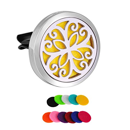 HooAMI Butterfly Flower Car Air Freshener Aromatherapy Essential Oil Diffuser - 316L Stainless Steel Locket with Vent Clip