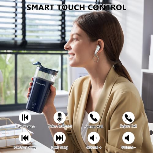Image of Wireless Earbud, Bluetooth Headphones 5.3 Built in 4 ENC Mic, Stereo Bass Wireless Earphones, 40H Bluetooth Earbud in-Ear Dual LED Display, USB-C, IP7 Waterproof Sport Ear Buds for Android iOS, Sliver