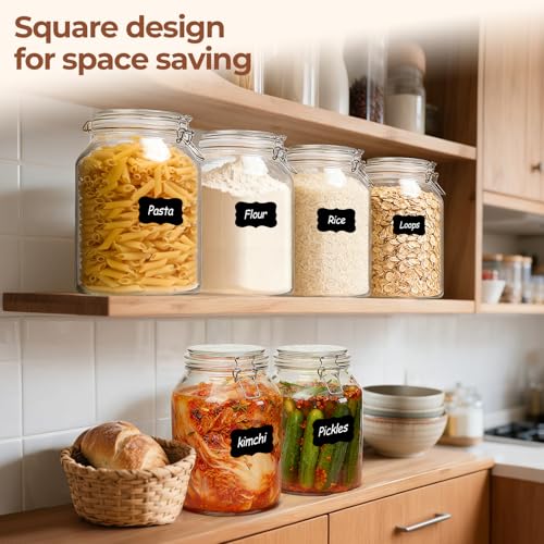 Image of ComSaf Large Glass Jars with Airtight Lids 1.1 Gallon 2 Pack Wide Mouth | BPA-free food-grade glass, wire clamp seal, wide mouth, 138 oz, bulk flour & sugar, rice, kimchi prep, large mason jar