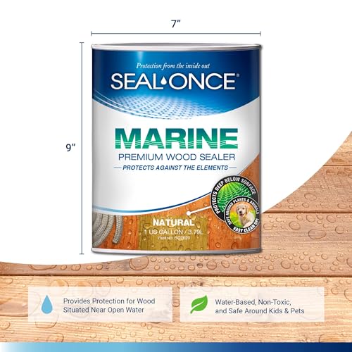 Image of Seal-Once Marine Waterproof Wood Sealer and Stain, Natural, 1 Gallon