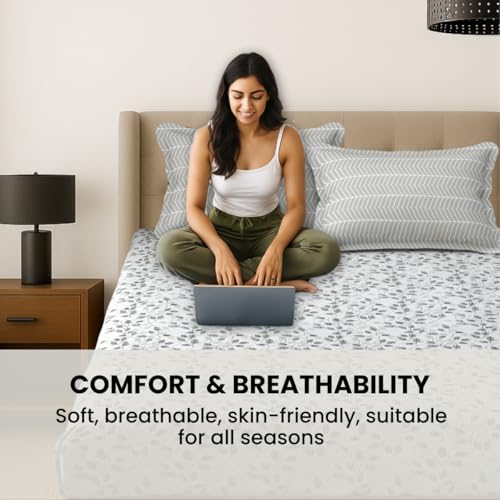 Image of Mafatlal Plush 140 GSM Double Bed Sheet | Durable Microfiber Blend | 90 x 100 Inches | Queen Size | Soft, Stylish & Skin-Friendly | Grey & Black
