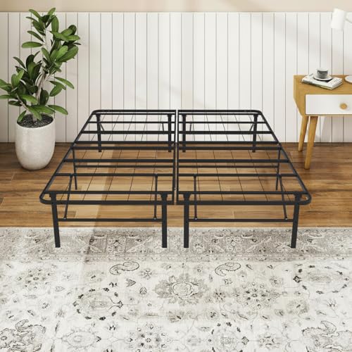 FurniEdge Queen Folding Platform Bed Frame Heavy Duty Steel Construction with 14 Storage Tool-Free Assembly No Box Spring Required