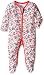 Calvin Klein Baby Girls' Heart Print Footie Pajama, Pink/Black, 0-3 Months