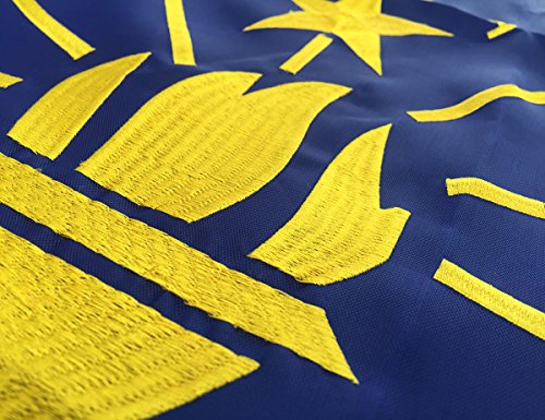 Winbee Indiana State Flag 3X5 Ft - Premium Embroidered, Heavy Duty 300D Nylon, Sewn Stripes And Brass Grommets. Best American Indiana Flags Great For Outdoor/Indoor Display. #TOP3