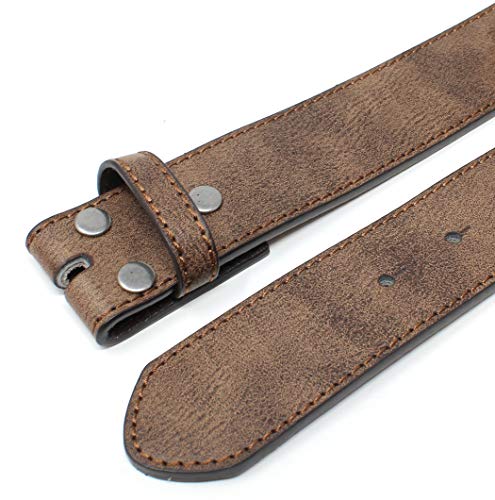 Leather Belt Strap with Vintage Distressed Texture 1.5" Wide with Snaps and without Buckle2