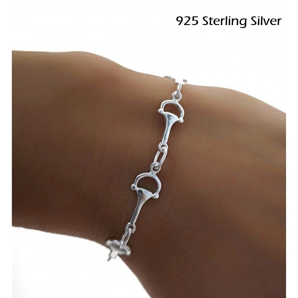 Armband aus 925er Sterlingsilber mit kleinen Steigbügel für Frauen, die Pferde lieben, Sterling-Silber, Ohne Edelstein