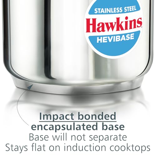Image of Hawkins Hevibase 5 Litre Stainless Steel Pressure Cooker | Straight Body | Induction & Gas Compatible | Ideal for 5-7 persons | ISI Certified | Guaranteed for 5 year | Silver (HSI50)