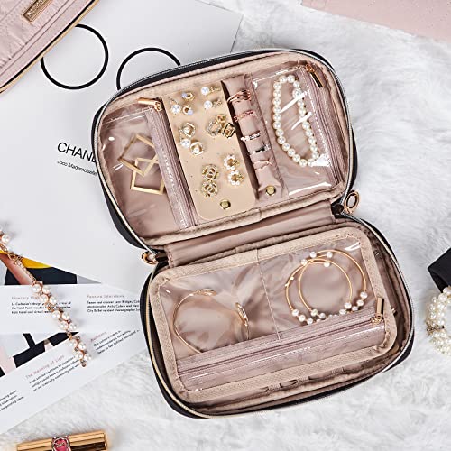 Nishel Travel Jewelry Organizer Folio, Jewelry Rolls For Necklaces, Earrings, Rings, Bracelets, Watch, Black #TOP6