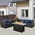4 Piece Patio Furniture Set 45In Fire Pit Table Outdoor Furniture Sets Patio Couch Outdoor Chairs 50000 BTU Propane Fire Pit with No-Slip Cushions and Waterproof Covers, Navy Blue