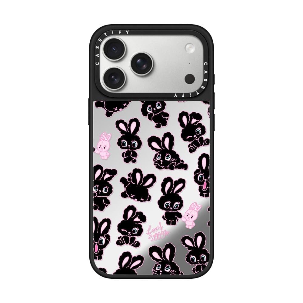 CASETiFY ミラー iPhone 17 Pro Max ケース [鏡面(スマホカバー) / MagSafe対応/指紋防止] - Black Bunnies - シルバー (ブラックバンパー)