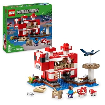 LEGO Minecraft Het Mooshroom huis Speelgoed - Bouwpakket voor Kinderen incl. Steve Minifiguur  Mobs  Werktafel en Boerderij - Cadeau voor Gamers  Meisjes en Jongens vanaf 8 Jaar - 21270