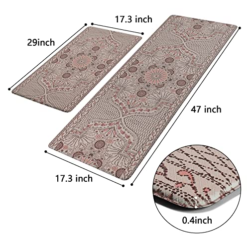 Alishomtll 2 Pcs Kitchen Rugs And Mats, Cushioned Anti-Fatigue Kitchen Rugs, Non-Slip Kitchen Mats, Washable Mandala Kitchen Mats For Floor Kitchen Laundry Office (17.3"X30"+17.3"X47") #TOP2