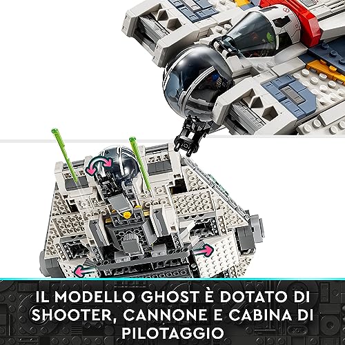 Image of Lego 75357 Star Wars Ghost & Phantom II Set of 2 Ahsoka Vehicles, Buildable Spaceship Toy with 5 Figures Including Jacen Syndulla and Droid Figure, Christmas Gift for Boys and Girls